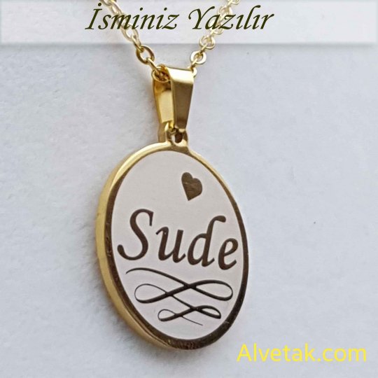 Sarı Gold Yakamoz Model İsimli Çelik Kolye [Yuvarlak : 25mm]