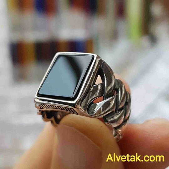 925 Ayar Siyah Oniks Taşlı Gümüş Erkek Yüzük : 02578