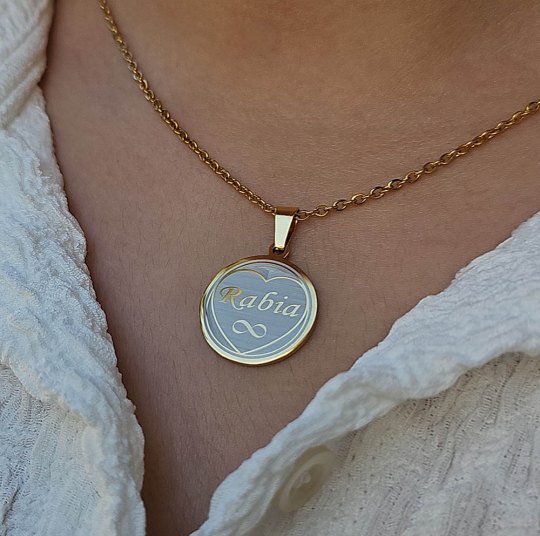 İsimli Kolye, Gold Renk, Kalp Şekilli, Paslanmaz Çelik