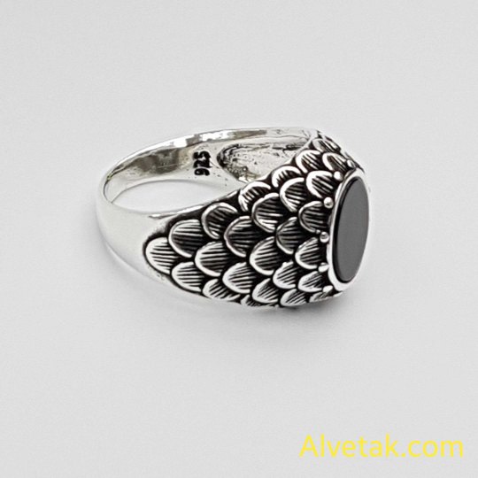 Siyah Oniks Taşlı 925 Ayar Gümüş Erkek Yüzük : 02651