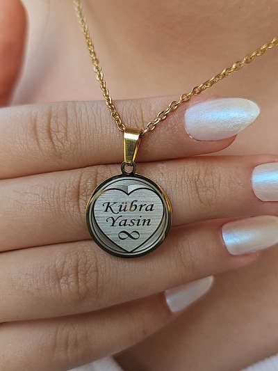 İsimli Kolye, Gold Renk, Kalp Şekilli, Paslanmaz Çelik, Küçük Model
