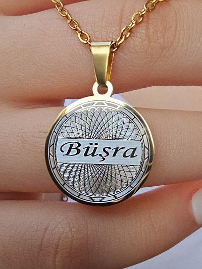 isimli kolye, kişiye özel, gold renk, helezon model