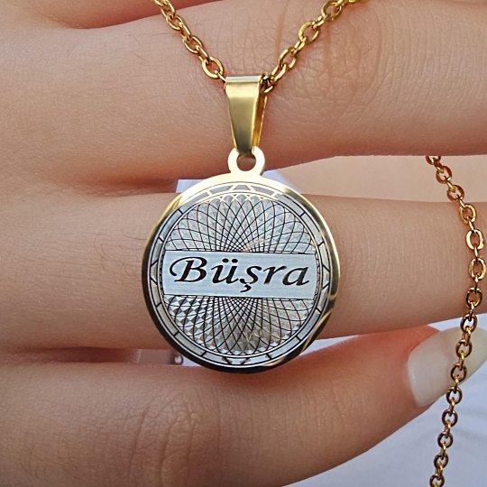 isimli kolye, kişiye özel, gold renk, helezon model