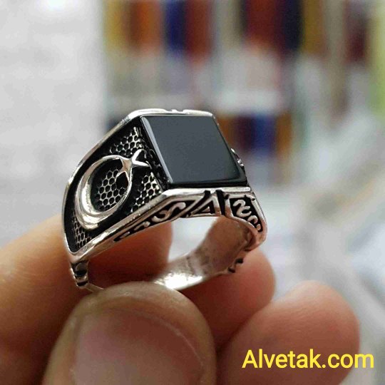 925 Ayar Siyah Oniks Taşlı Gümüş Erkek Yüzük : 01716