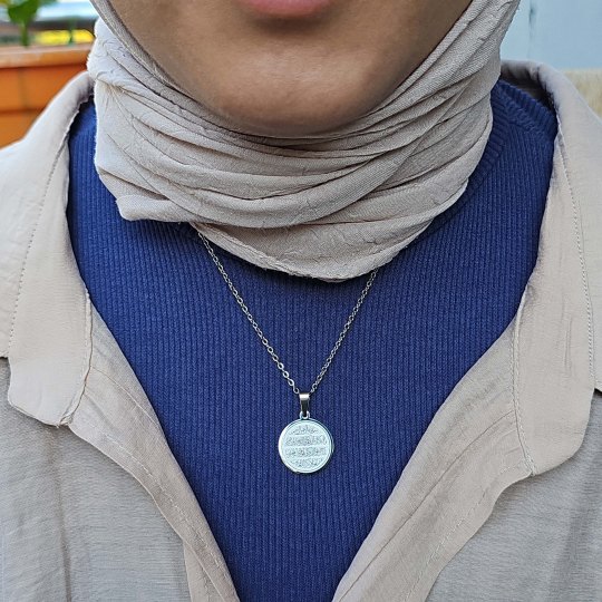 Nazar Ayeti Kolye, Gümüş Renk, Paslanmaz Çelik