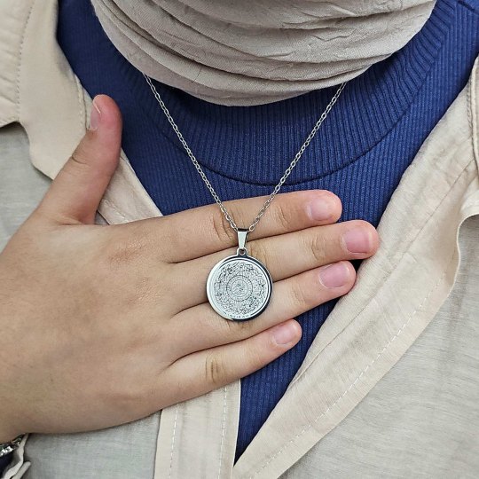 İnşirah Yazılı Kolye, Gümüş Renk, Paslanmaz Çelik, 2.5 cm Uç, K055