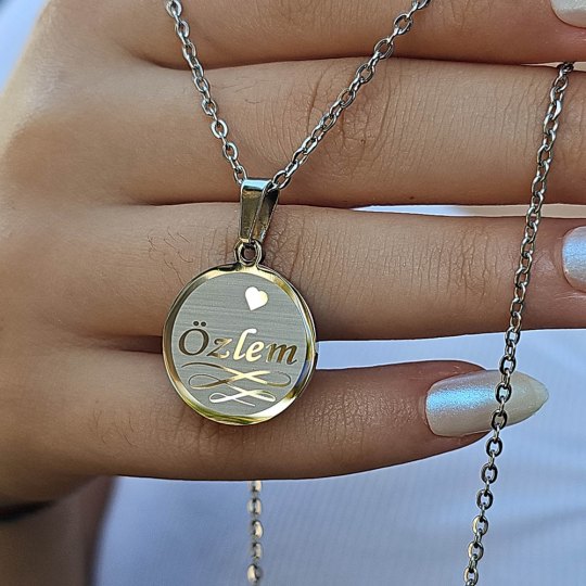 İsimli Kolye, Gümüş Renk, Yakamoz Model, Paslanmaz Çelik