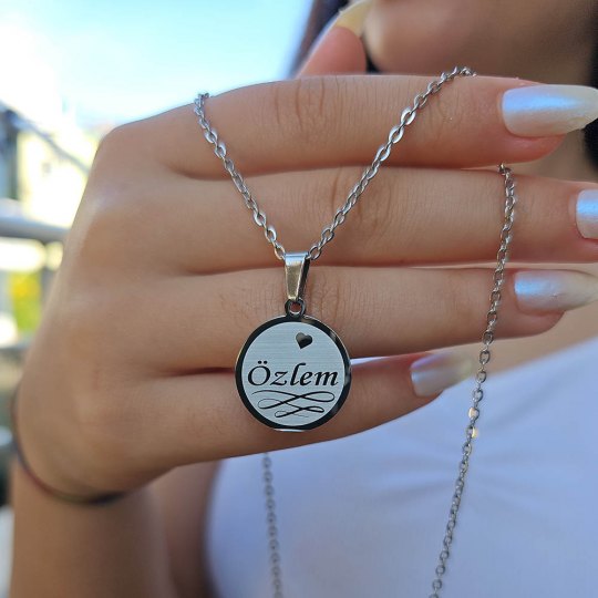 İsimli Kolye, Gümüş Renk, Yakamoz Model, Paslanmaz Çelik