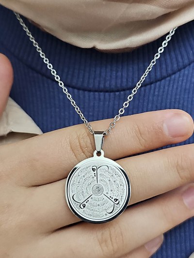 Felak Nas İhlas ve Kafirun, Gümüş Renk, Kararmaz Çelik Kolye, Küçük Model