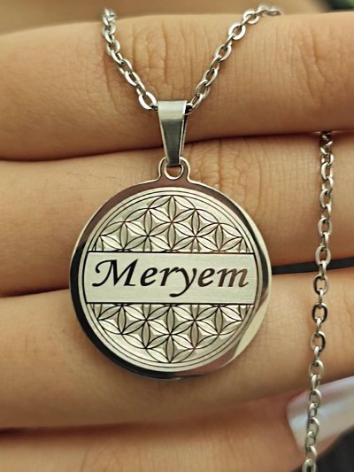 İsimli Kolye, Yaşam Çiçeği, Gümüş Renk, Kararmaz Çelik
