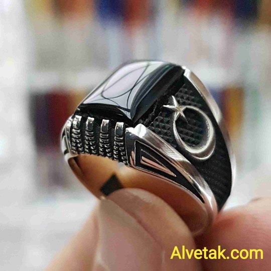 925 Ayar Siyah Oniks Taşlı Gümüş Erkek Yüzük : 00672