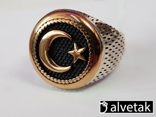 Ay Yıldız 925 Ayar Gümüş Erkek Yüzük : 01418
