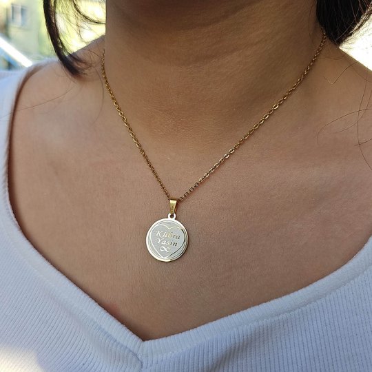 İsimli Kolye, Gold Renk, Kalp Şekilli, Paslanmaz Çelik, Küçük Model