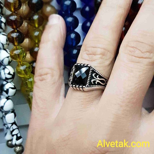 siyah zirkon taşlı 925 ayar gümüş erkek yüzük : 02393
