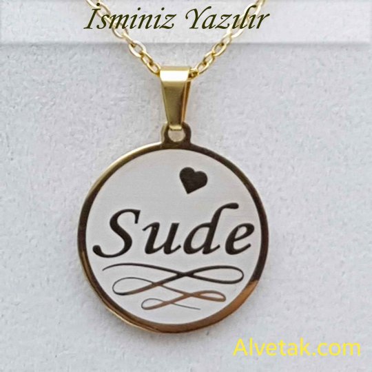 Sarı Gold Yakamoz Model İsimli Çelik Kolye [Yuvarlak : 25mm]