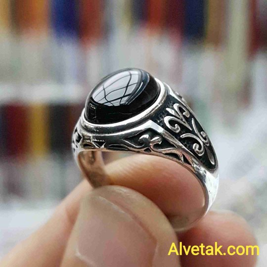 Siyah Oniks Taşlı 925 Ayar Gümüş Erkek Yüzük : 00851