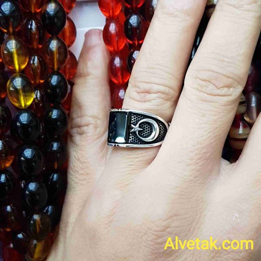 925 Ayar Siyah Oniks Taşlı Gümüş Erkek Yüzük : 01716