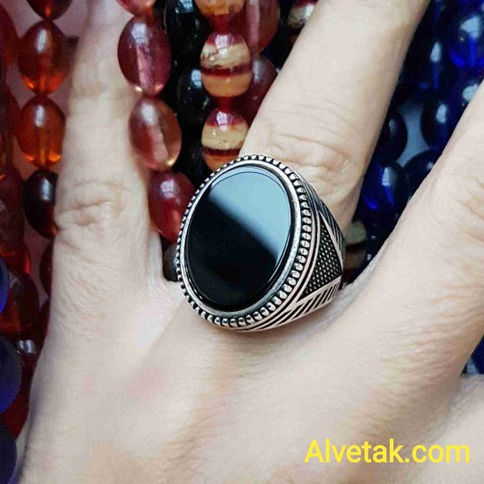 Siyah Oniks Taşlı 925 Ayar Gümüş Erkek Yüzük : 01309