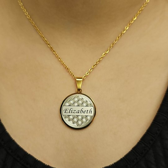 İsimli Kolye, Yaşam Çiçeği, Gold Renk, Kararmaz Çelik