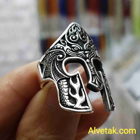 925 Ayar Helmet Miğfer Okçu Gümüş Erkek Yüzük : 00189