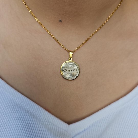 isimli kolye, kişiye özel, gold renk, helezon model