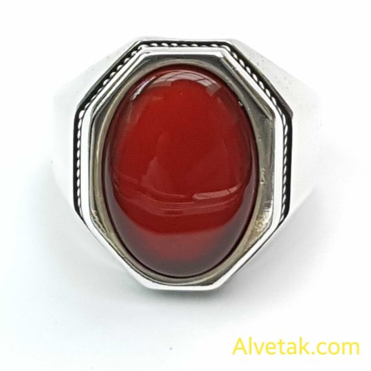 Kırmızı Akik Taşlı 925 Ayar Gümüş Erkek Yüzük : 02547
