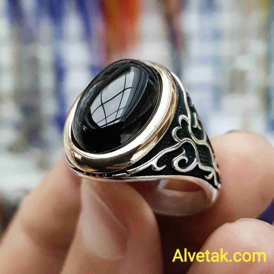Siyah Oniks Taşlı 925 Ayar Gümüş Erkek Yüzük : 01947