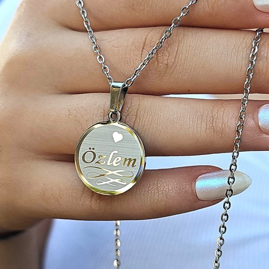 Kişiye Özel İsimli Kolye, Gümüş Renk, Yakamoz Model, Paslanmaz Çelik