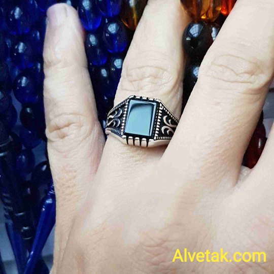 925 Ayar Siyah Oniks Taşlı Gümüş Erkek Yüzük : 02374