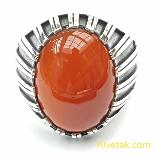 Kırmızı Akik Taşlı 925 Ayar Gümüş Erkek Yüzük : 02549