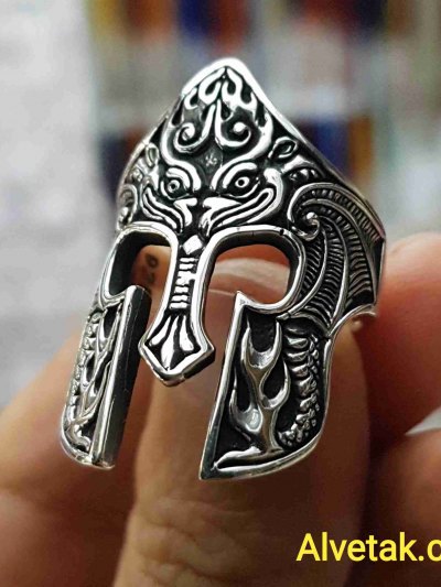 925 Ayar Helmet Miğfer Okçu Gümüş Erkek Yüzük : 00189