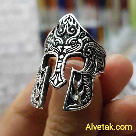 925 Ayar Helmet Miğfer Okçu Gümüş Erkek Yüzük : 00189