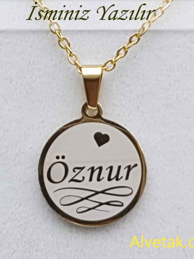Sarı Gold Yakamoz Model İsimli Çelik Kolye [Yuvarlak : 20mm]