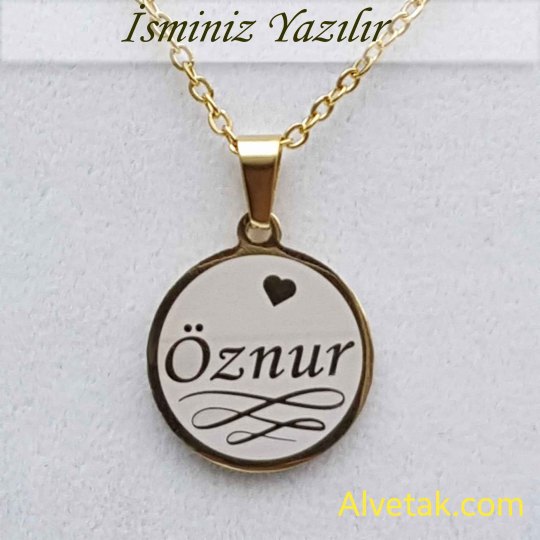 Sarı Gold Yakamoz Model İsimli Çelik Kolye [Yuvarlak : 20mm]