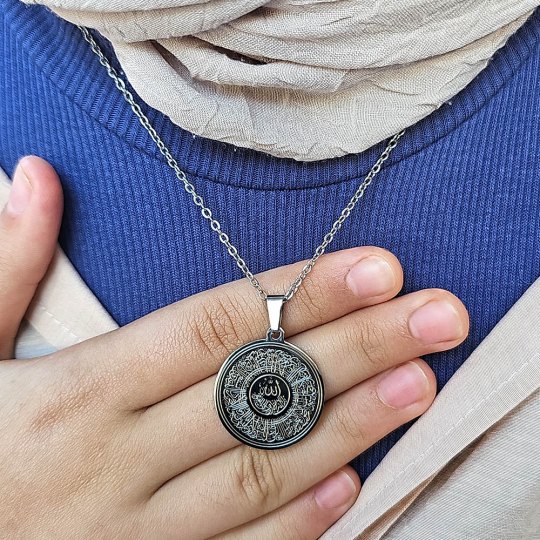 Ayetel Kürsü Kolye, Paslanmaz Çelik, Gümüş Renk, Hat Model
