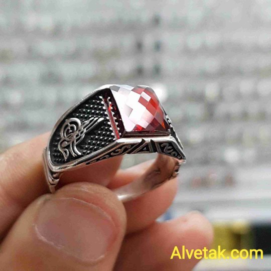 kırmızı zirkon taşlı 925 ayar gümüş erkek yüzük : 01670 kırmızı zirkon taşlı 925 ayar gümüş erkek yüzük : 01670