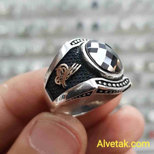 siyah zirkon taşlı 925 ayar gümüş erkek yüzük : 01248