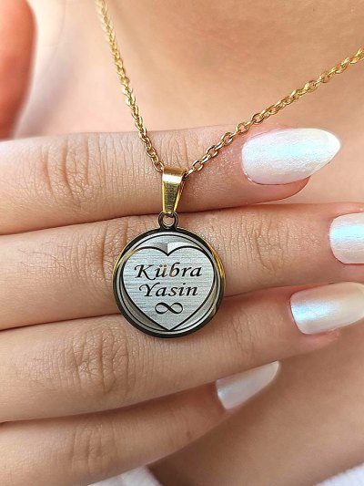 Kişiye Özel İsimli Kolye, Gold Renk, Kalp Şekilli, Paslanmaz Çelik, Küçük Model Kişiye Özel İsimli Kolye, Gold Renk, Kalp Şekilli, Paslanmaz Çelik, Küçük Model