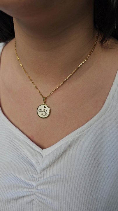 İsimli Kolye, Altın Renk, Yakamoz Model, Paslanmaz Çelik