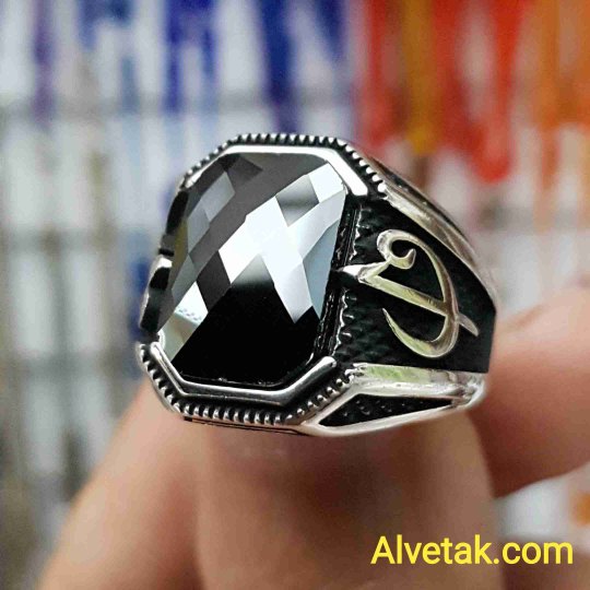 siyah zirkon taşlı 925 ayar gümüş erkek yüzük : 00968