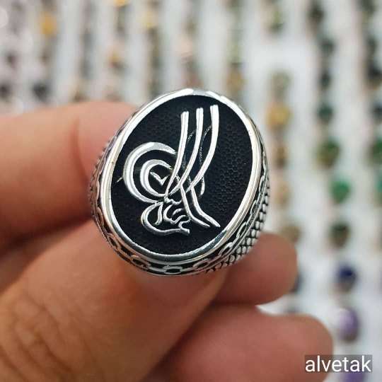osmanlı tuğralı 925 ayar gümüş erkek yüzük : 00517