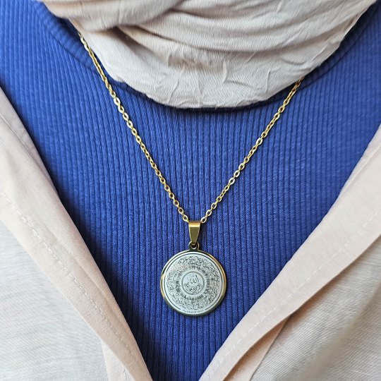 Ayetel Kürsü Kolye, Paslanmaz Çelik, Gold Renk, Hat Model
