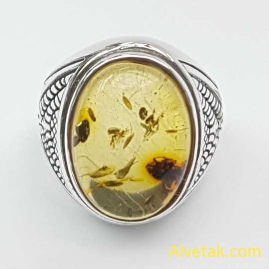 Orijinal Damla Kehribar Taşlı 925 Ayar Gümüş Erkek Yüzük : 02575 Orijinal Damla Kehribar Taşlı 925 Ayar Gümüş Erkek Yüzük : 02575