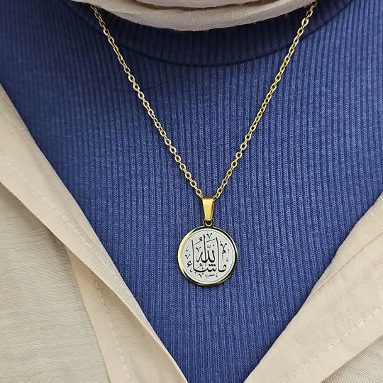Maşallah Kolye, Kararmaz Çelik Kolye, Gold Renk