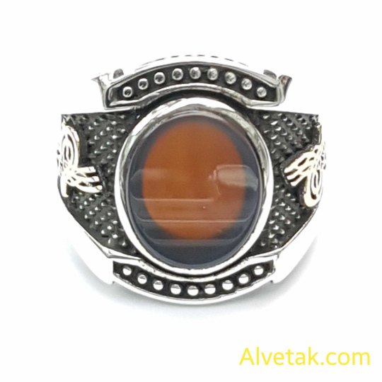 Kırmızı Akik Taşlı 925 Ayar Gümüş Erkek Yüzük : 00566