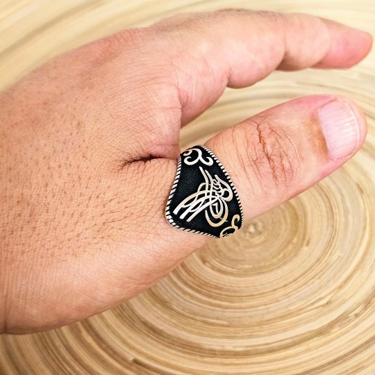 osmanlı tuğra figürlü 925 ayar gümüş okçu -zihgir- erkek yüzük : 00373 osmanlı tuğra figürlü 925 ayar gümüş okçu -zihgir- erkek yüzük : 00373
