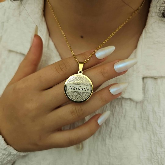 İsimli Kolye, Yaşam Çiçeği, Gold Renk, Kararmaz Çelik