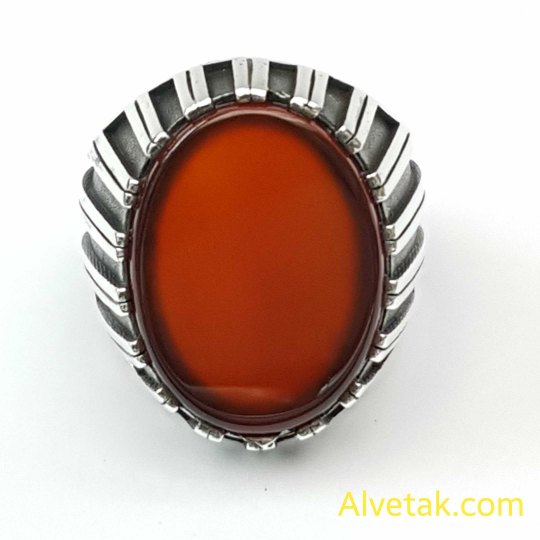 Kırmızı Akik Taşlı 925 Ayar Gümüş Erkek Yüzük : 02512