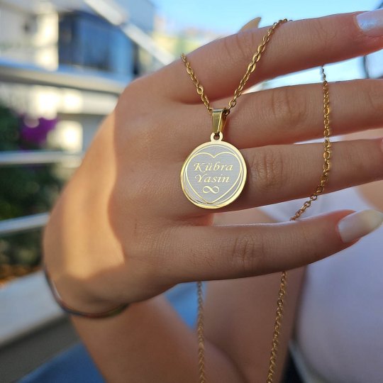 İsimli Kolye, Gold Renk, Kalp Şekilli, Paslanmaz Çelik, Küçük Model