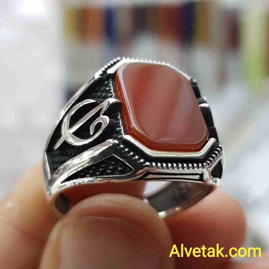 Kırmızı Akik Taşlı 925 Ayar Gümüş Erkek Yüzük : 01116